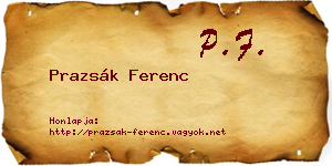 Prazsák Ferenc névjegykártya