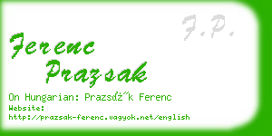 ferenc prazsak business card